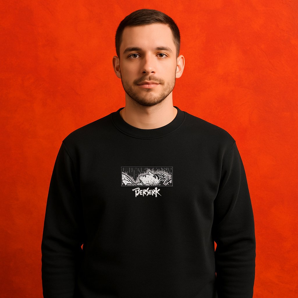 Sudadera Berserk Bordada – Guts bajo la lluvia